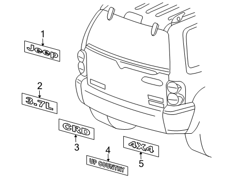 2004 Jeep Liberty Nameplate, Rear Diagram for 55156405AE