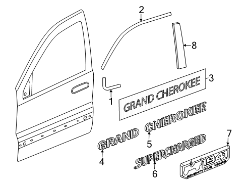 2019 Jeep Grand Cherokee Exterior Trim - Front Door Diagram