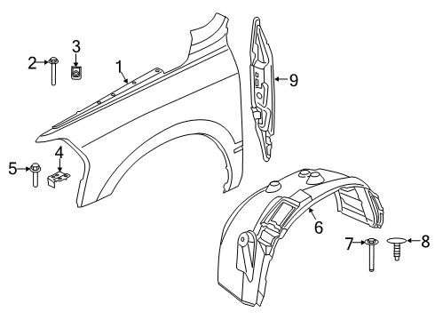 2025 Ram 3500 Fender, Front Driver Side Diagram for 68360831AB