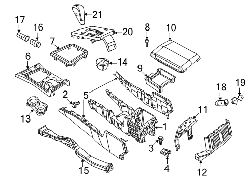 2010 Dodge Challenger Console Base, Center Diagram for 68048311AA