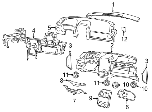 2011 Jeep Patriot Center Bezel Diagram for 1PL231DVAD