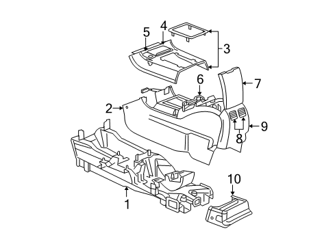 2008 Chrysler Pacifica Console Base, Center Diagram for 5161475AA