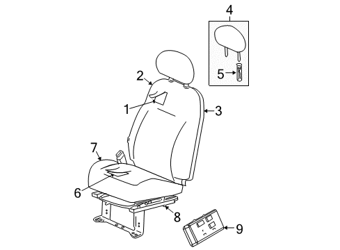 2008 Chrysler PT Cruiser Headrest Sleeve, Taupe, Front Diagram for 1DN971K2AA