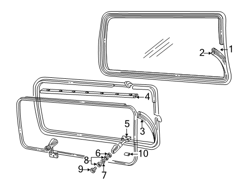 1995 Dodge B1500 Moveable Glass, Black, Rear Diagram for 55135268AB