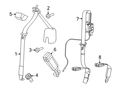 2020 Jeep Gladiator Rear Seat Belts Diagram