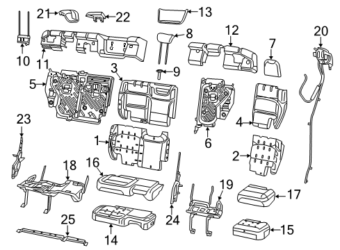 2020 Jeep Wrangler Headrest Guide, Rear Center Diagram for 6AA82TX7AB