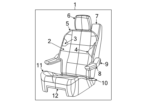 2008 Chrysler Town & Country Seat Back Cover, Rear Center Passenger Side Diagram for 1HV361S3AA