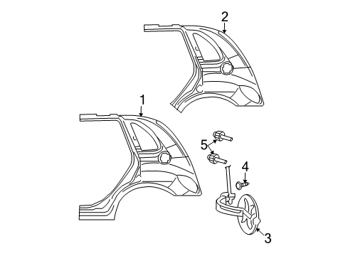 2003 Chrysler PT Cruiser Outer Panel, Rear Passenger Side Diagram for 5019222AB