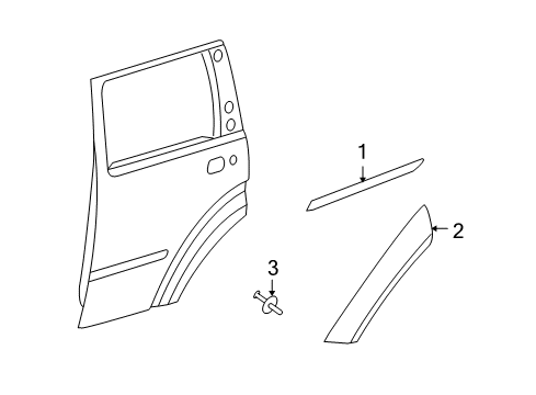 2011 Jeep Liberty Side Molding, Rear Driver Side Diagram for 1SU75XS9AA