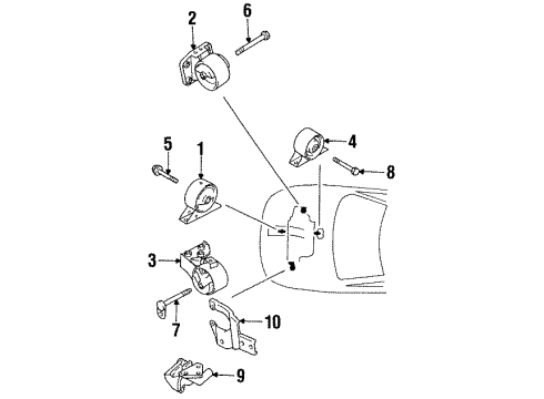1993 Dodge Colt Motor Mount Bolt Diagram for MF140273