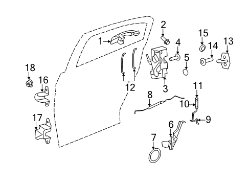 2013 Chrysler 200 Handle, Outside, Rear Outer Driver Side Diagram for 1KR97KFSAD