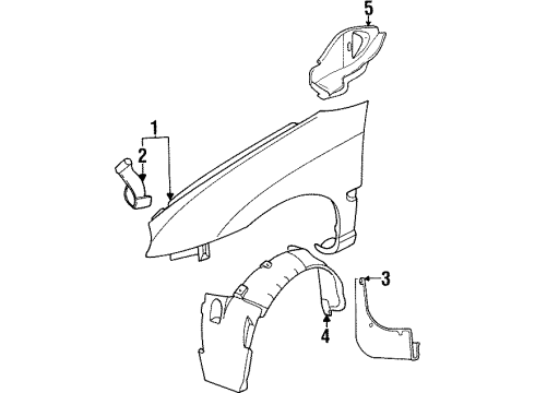 1995 Dodge Neon Fender Liner Diagram for 5256932
