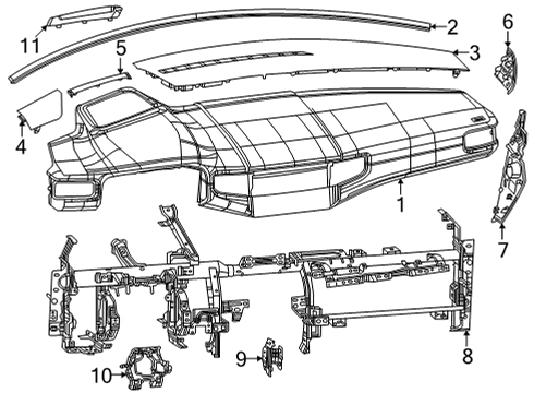 2022 Jeep Wagoneer End Cap, Black, Lower Driver Side Diagram for 6UB99TX7AD