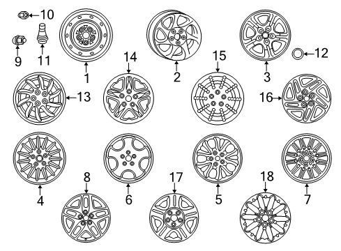 2001 Dodge Intrepid Wheel, Alloy Diagram for 4782288AA
