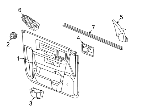 2014 Ram 2500 Door Trim Panel, Beige, Front Inner Passenger Side Diagram for 1VY502X9AH