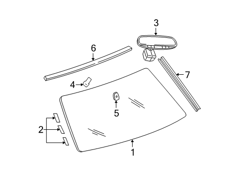 2005 Jeep Grand Cherokee Windshield, Front Diagram for 5170274AB