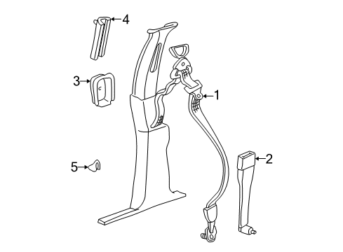 2000 Jeep Grand Cherokee Lap & Shoulder Belt, Tan, Front Outer Driver Side Diagram for 5GD61RK5AI