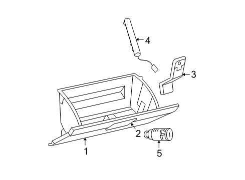 2007 Chrysler Sebring Glove Box, Dark Gray, Front Diagram for 1AE15XDBAC