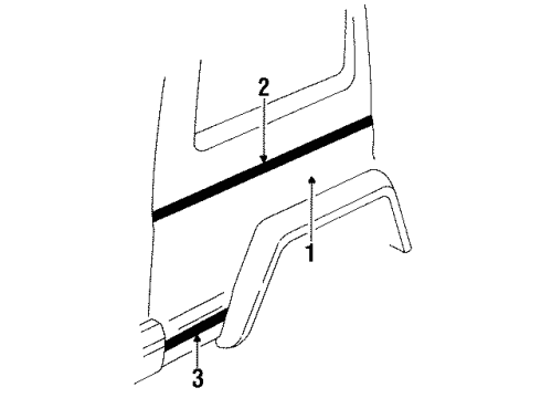 1986 Jeep Cherokee Lower Molding, Rear Diagram for 55003811
