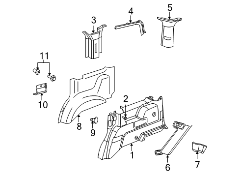 2008 Chrysler Aspen Window Molding, Rear Passenger Side Diagram for 5HX68BDXAF