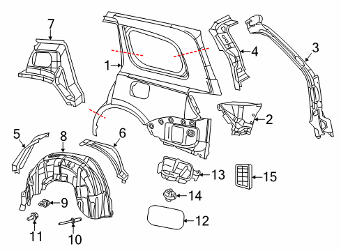 2011 Jeep Grand Cherokee Fuel Door, Rear Diagram for 68031821AC