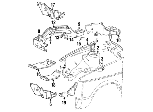 1990 Chrysler Town & Country Splash Shield Diagram for 4674356