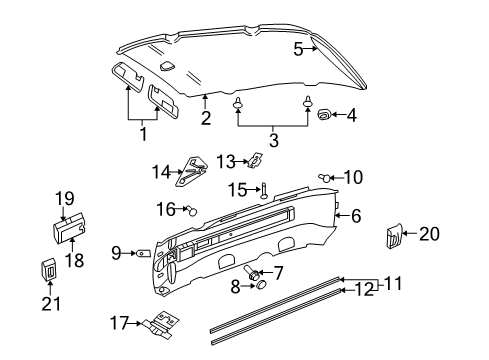2003 Dodge Grand Caravan Sunvisor, Driver Side Diagram for YX61TL2AA