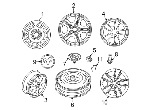 2005 Dodge Stratus Wheel Nut Diagram for 3880A007