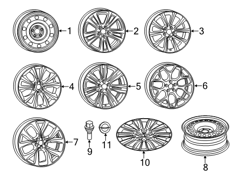 2015 Chrysler 200 Center Cap Diagram for 6ES82SZ0AA