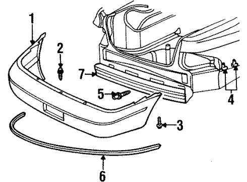 1996 Dodge Stratus Bumper Cover, Rear Diagram for 4883010