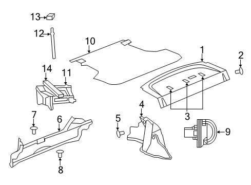 2012 Chrysler 200 Package Tray Trim Cover, Beige Diagram for 1AW69HL1AA