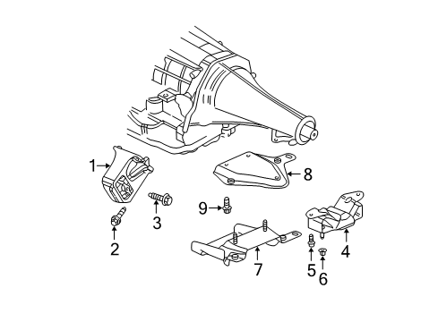 2003 Dodge Ram 1500 Transmission Mount Bracket Diagram for 52020936AB