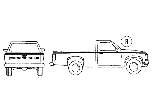 1993 Dodge Dakota Side Molding Diagram for 5AK93LX9