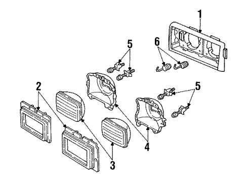 1989 Chrysler New Yorker Headlamp Components Diagram
