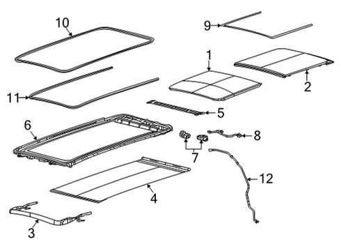 2022 Jeep Wagoneer Sunshade, Gray Diagram for 7HR85SD4AA