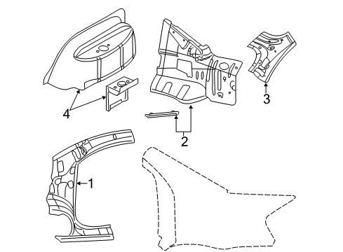 2006 Dodge Stratus Upper Extension, Rear Inner Passenger Side Diagram for 4814844AD