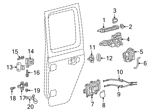 2022 Jeep Gladiator Handle, Outside, Dark Silver/Silver Zynith, Rear Outer Diagram for 6ZA09SSEAB
