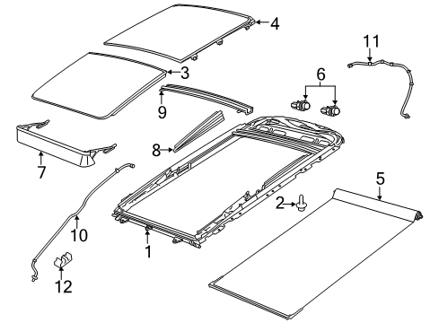 2023 Jeep Cherokee Sunroof Glass, Front Diagram for 68194939AA
