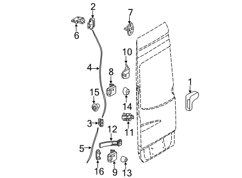 2007 Dodge Sprinter 3500 Lower Latch, Rear Driver Side Diagram for 68006467AA