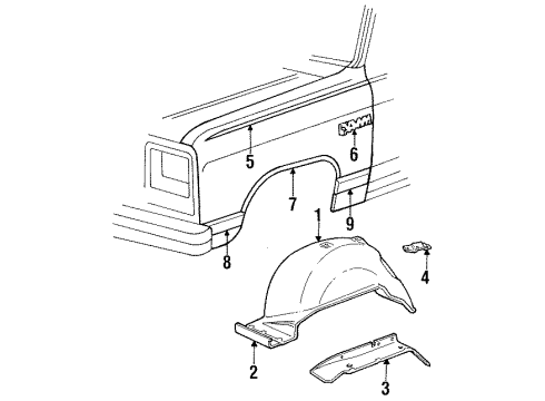 1987 Dodge D100 Side Molding Diagram for 4205718