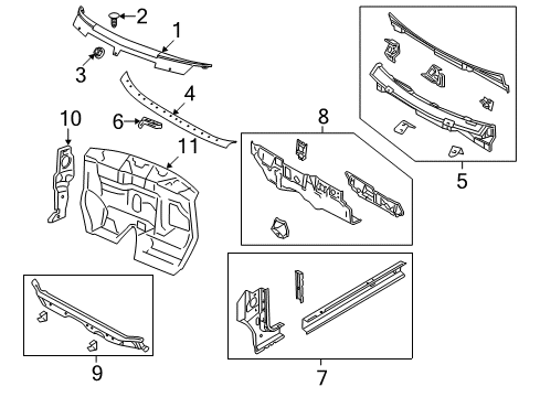 2009 Dodge Journey Cowl Panel Diagram for 5067917AG