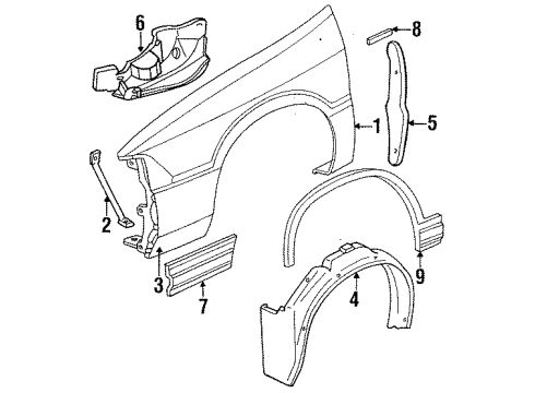 1991 Chrysler LeBaron Fender Diagram for 4411946