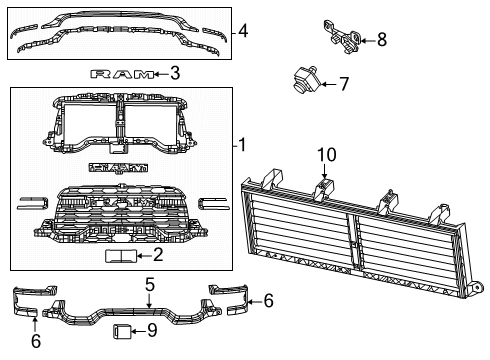 2025 Ram 2500 Grille & Components Diagram
