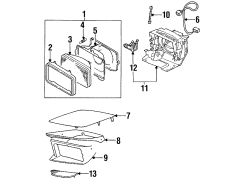 1991 Dodge Stealth Headlamp Assembly Diagram for MB698904
