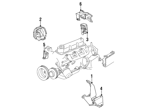 1990 Chrysler Town & Country Engine & Trans Mounting Diagram