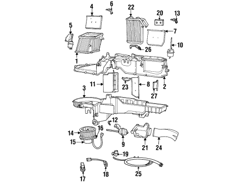 1995 Dodge Ram 1500 A/C & Heater Control Units Diagram