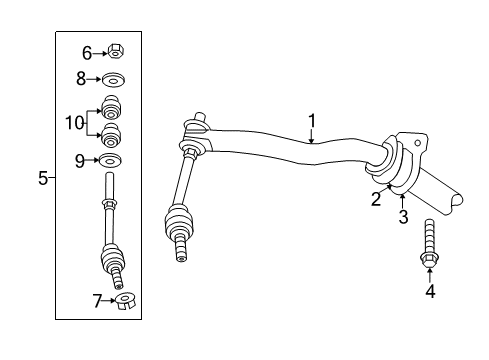 2010 Dodge Ram 1500 Stabilizer Bar & Components Diagram