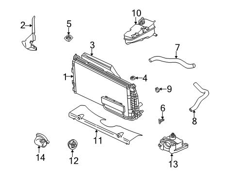1999 Dodge Intrepid Radiator Assembly Shield, White Diagram for 4805212AB