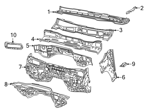 2025 Ram 1500 Baffle, Center Diagram for 68293692AA
