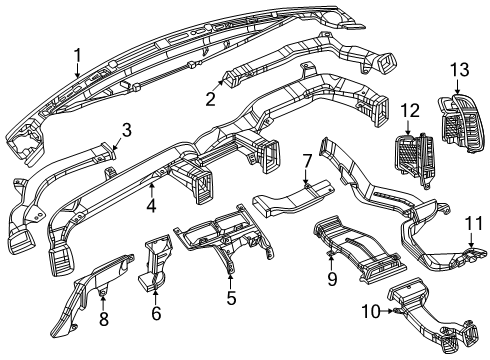 2025 Ram 1500 Duct Adaptor Center Diagram for 68445164AA